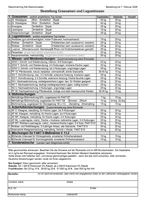 Bestellformular Gras 2026